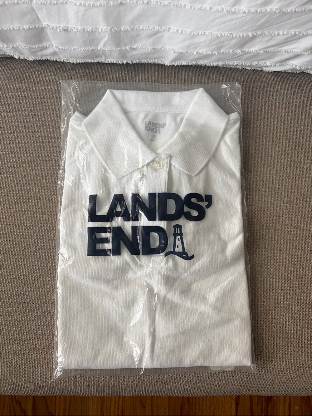 NWT Lands’ End White Collared Polo Shirt